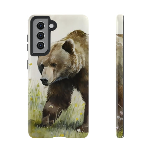 Grizzly Bear in a Field - Impact Resistant Phone Case Samsung Galaxy S21 Glossy